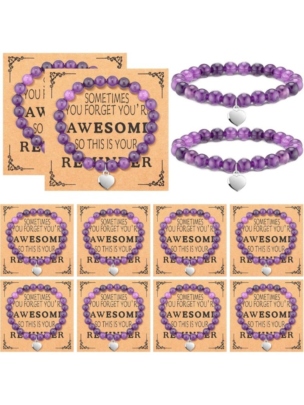 12-Piece Inspirational Bracelets Set - Uplifting Gifts for Self-Love